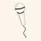 Black and white Retro Microphone for Karaoke, isolated icon.