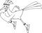 Black And White Roadrunner Bird Cartoon Character Jogging