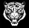 Black and white roaring tiger head