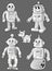 Black and white robots on grey