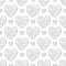 Black and White Romantic Seamless Pattern of Contour Hearts on White Backdrop