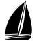 Black & white round sail boat silhouette