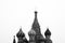Black and white Saint Basil\'s Cathedral on Moscow Red Square bac