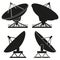 Black and white satellite antena silhouette set