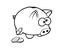 Black and white saving piggy with coins