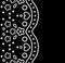 Black and white scallop edge floral crochet lace seamless border, vector