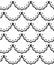 Black and white scalloped lacy edge embroidery, seamless pattern, vector