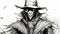 Black And White Scarecrow Coloring Page: Nightcore Style With Wizardcore Elements