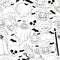 Black and white seamless Halloween pattern.Vampire girl, ghost,p