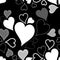 Black & white seamless hearts pattern or backgroun