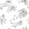 Black and white seamless pattern of anise stars and cinnamon. Vector hand-drawn illustration for fabric, tile, paper