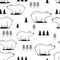 Black and white seamless pattern, bears and fir-trees