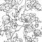 Black and white seamless pattern with Beautiful bouquet of spring freesias