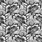 Black and White Seamless Pattern with Floral Motifs