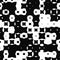 Black and white seamless pattern with grunge halftone geometric shapes, texture infinity