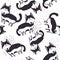 Black and white seamless pattern with happy hasky. Decorative cute background with animals