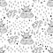 Black and white seamless pattern with moths and butterflies.