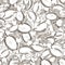 Black and white seamless pattern with plums and cherries in vintage style