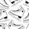 Black and white Seamless pattern with racing skates. Hand drawn fashion illustration. Creative ink art work. Actual Winter cozy ve