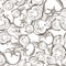 Black and white seamless pattern with tomatoes and onions in vintage style