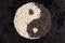 Black and white seed sesame. Yin Yang sign.