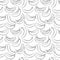 A black and white set of seamless patterns of bananas, leaves and fruits, 1000x1000 pixels.