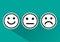 Black and white set of smiley emoticons icon positive, neutral and negative, different mood. Vector illustration