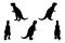 black and white set vector dinosaur tyrannosaurus dino silhouette isolated on white background