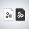 Black and white settings gears File Icon, vector illustration isolated on white background.