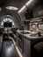 Black and white with shades of beige kitchen photography is popular in car design. AI generated