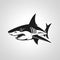 Black And White Shark Icon On White Background