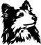 Black and White Shetland Sheepdog Illustration