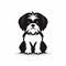 Black And White Shih Tzu Dog Isolated Illustration