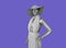 Black and white shot of lifeless mannequin on purple background