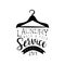 Black And White Sign For The Laundry And Dry Cleaning Service With Clothes Hanger Silhouette