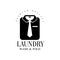 Black And White Sign For The Laundry And Dry Cleaning Service With Folded Shirt And Tie