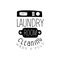 Black And White Sign For The Laundry And Dry Cleaning Service With Washind Machine Panel Silhouette