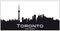 Black and white silhouette of the Canadian city of Toronto, Ontario, Canada