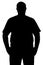 Black and white silhouette of a man with a dense constitution is