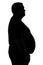 Black and white silhouette of a man with a fat belly