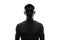 black and white Silhouette Portrait of young man with naked torso