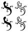 Black and white silhouettes of lizard. vector