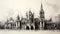 Black And White Sketch Of Ornate Gothic Cathedral In Italy