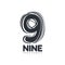 Black and white sketch style number nine logo template