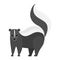 Black and white skunk animal. Creature with tail