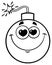 Black And White Smiling Love Bomb Face Cartoon Mascot Character With Hearts Eyes