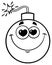 Black And White Smiling Love Bomb Face Cartoon Mascot Character With Hearts Eyes.