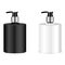 Black and white soap bottle mockup. Vector illusrtation. 3d realistic bottles with pump set for soap, cream, liquid, Isolated on w