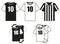 Black and white soccer uniform t-shirt set.