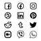 Black & white Social media icons set of facebook twitter instagram pinterest whatsapp